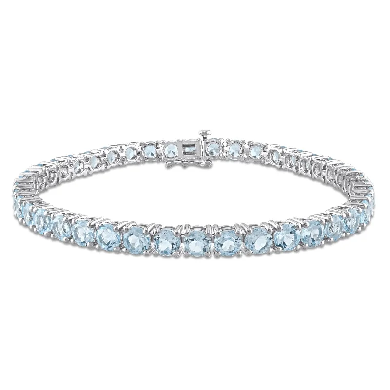 women’s rose gold jewelry for modern styles -Miadora 18 1/2ct TGW Sky Blue Topaz Tennis Bracelet Sterling Silver