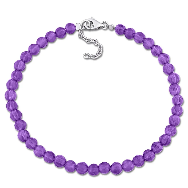 classic diamond jewelry for women’s timeless elegance -Miadora 6 1/2ct TGW Amethyst Facetted Bead Bracelet Sterling Silver