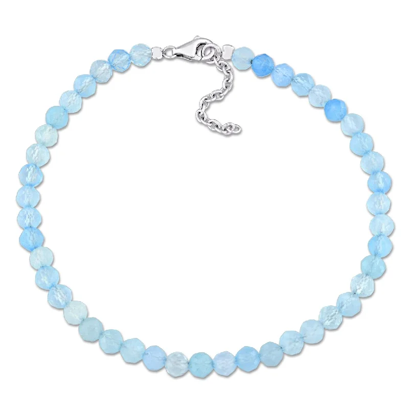 women’s delicate silver pendants for minimalist style -Miadora 6 4/5ct TGW Aquamarine Facetted Bead Bracelet Sterling Silver