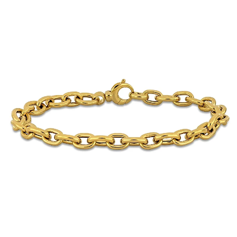 chic charm bracelets for women’s evening wear -Miadora 7.5mm Fancy Oval Link Bracelet 14K Yellow Gold