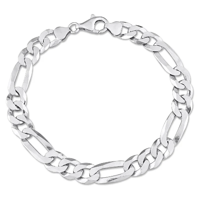 women’s gemstone bangles for boho chic style -Miadora 8.9mm Flat Figaro Chain Bracelet Sterling Silver- 9 in