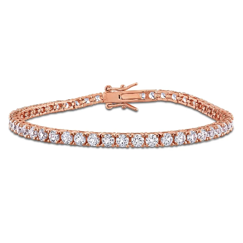 women’s stackable rings for everyday elegance -Miadora 9ct TGW Created White Sapphire Tennis Bracelet Rose Silver-7.25 in