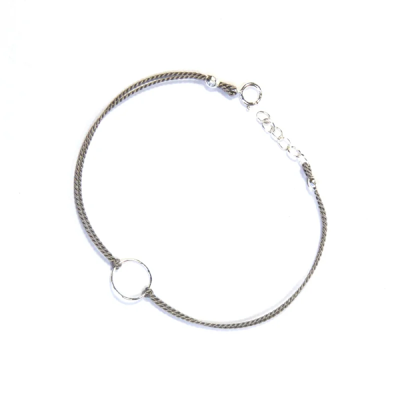 trendy gold bracelets for women’s streetwear -Silk Circle Bracelet | Gray, Silver