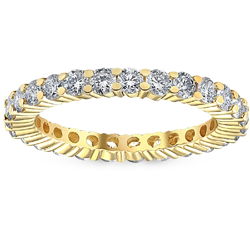 classic pearl necklaces for women’s formal outfits -1 1/2ct Prong Diamond Eternity Ring 14K Yellow Gold