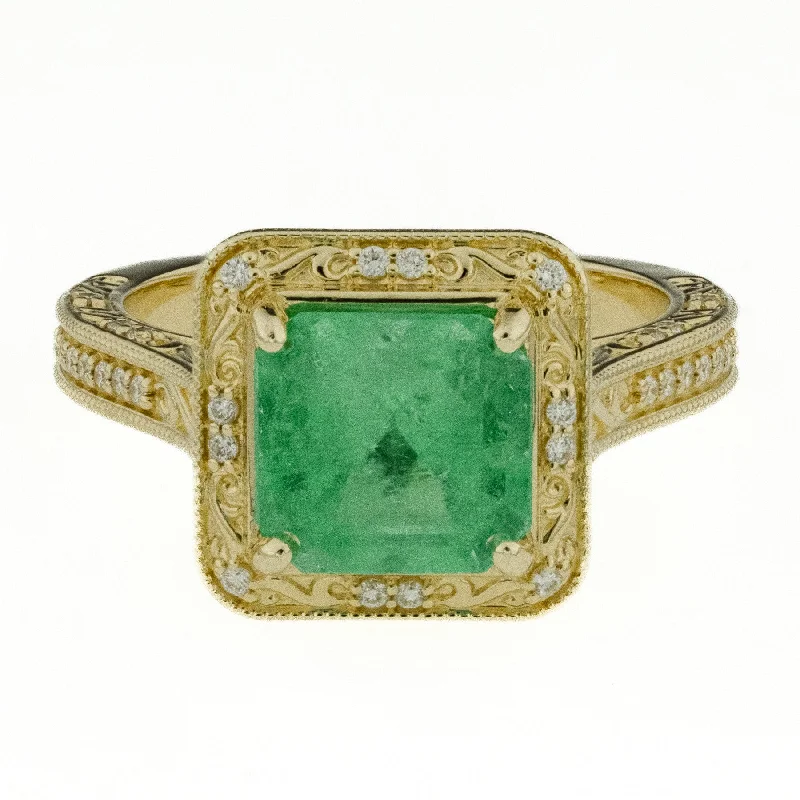 women’s customized jewelry for one-of-a-kind pieces -2.29ctw Natural Emerald and Diamond Fashion Ring in 14K Yellow Gold - Size 6.25