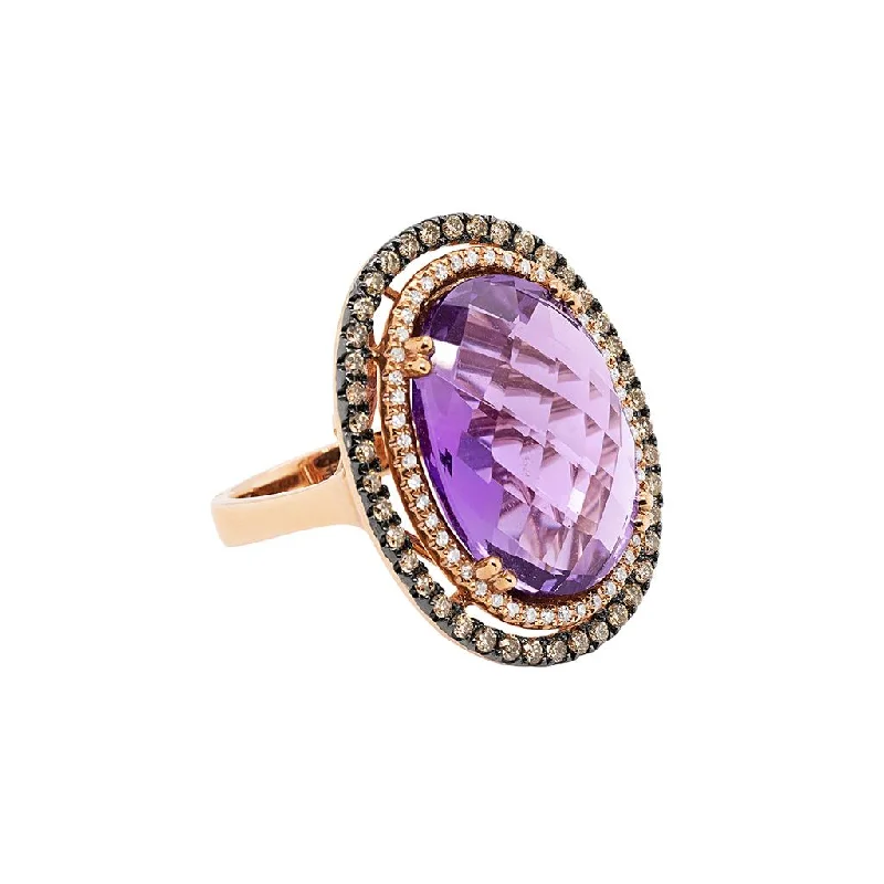 luxurious gold watches for women’s sophisticated wear -LaViano Fashion 14K Rose Gold Amethyst and Diamond Ring