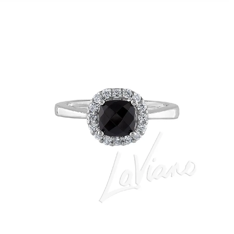 chic charm bracelets for women’s evening wear -LaViano Fashion 14K White Gold Black Onyx and Diamond Ring