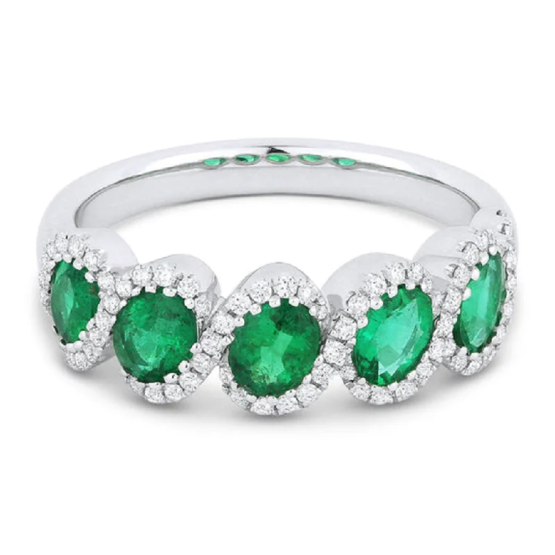 women’s bold statement necklaces for fashion-forward looks -LaViano Fashion 14K White Gold Emerald and Diamond Ring