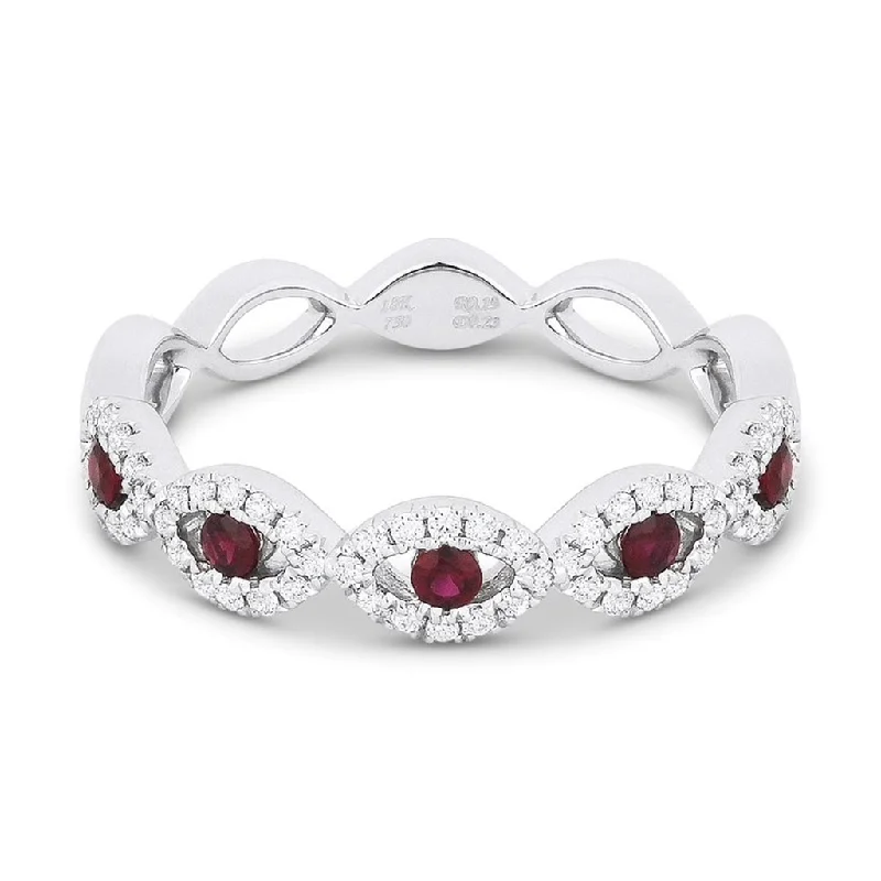 women’s rose gold jewelry for modern styles -LaViano Fashion 14K White Gold Ruby and Diamond Band