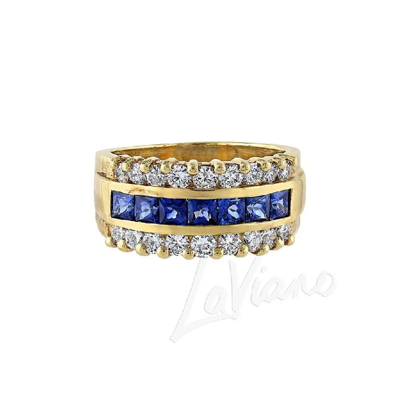 elegant silver rings for women’s wedding bands -LaViano Fashion 18K Yellow Gold Sapphire and Diamond Ring