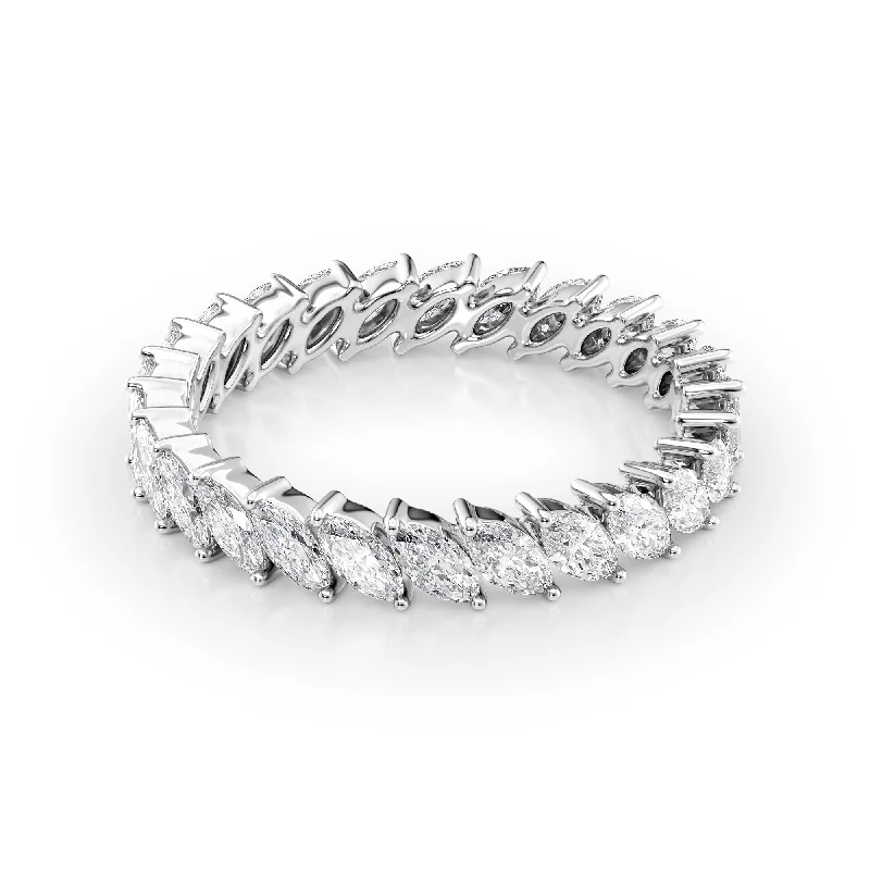 trendy silver bracelets for women’s evening outfits -1.5ct Slanted Marquise Eternity