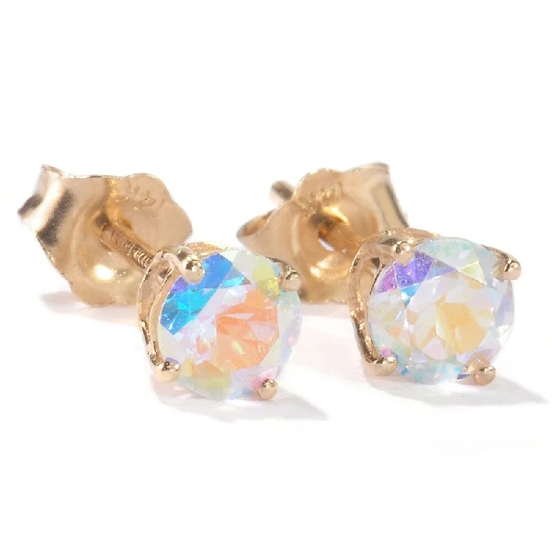 women’s colorful gemstone earrings for vibrant looks -14k Yellow Gold Petite 4mm Round-cut Topaz Stud Earrings