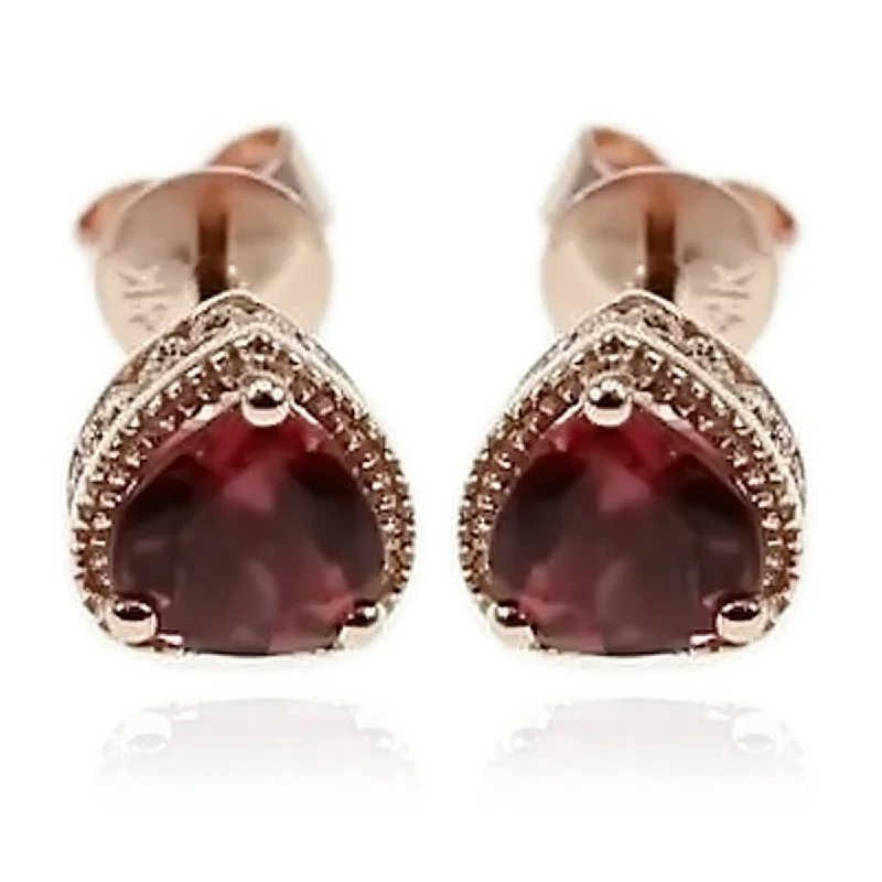 stylish gold earrings for women’s chic style -14KT Gold Pink Tourmaline Stud Earrings