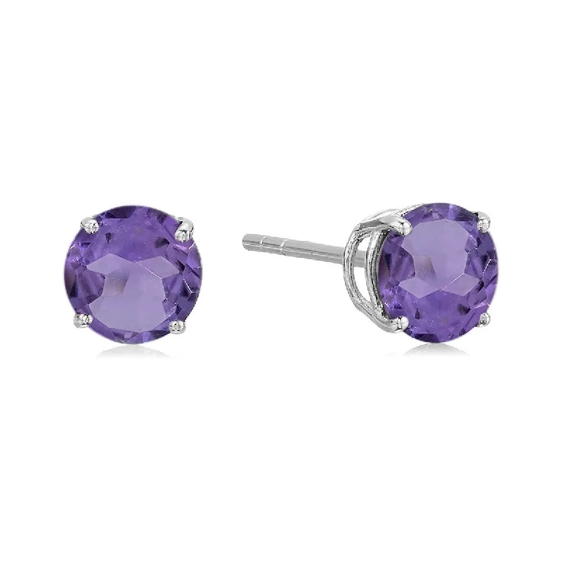 chic silver jewelry sets for women’s outfits -925 Sterling Silver African Amethyst Stud Earrings