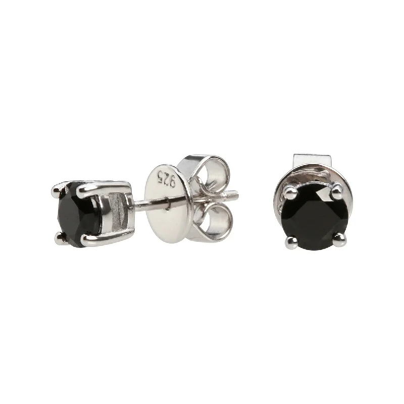 women’s vintage rings for special events -925 Sterling Silver Black Spinel Stud Earrings