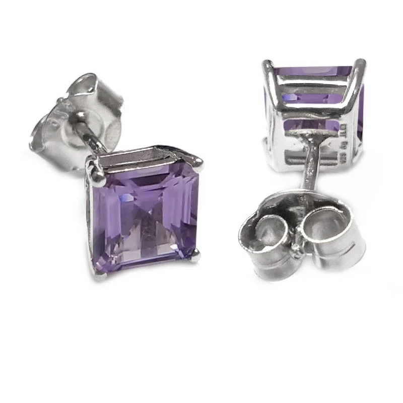 luxury diamond bracelets for women’s formal events -925 Sterling Silver Brazilian Amethyst Studs Earrings