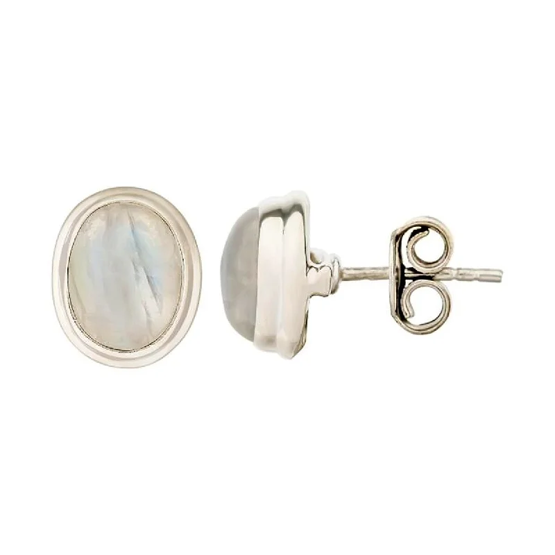 classic diamond jewelry for women’s timeless elegance -925 Sterling Silver Rainbow Moonstone Studs Earrings