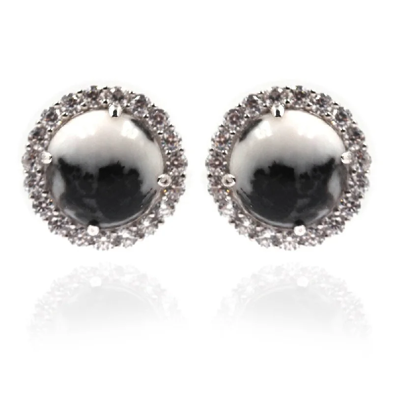 women’s designer jewelry for exclusive collections -925 Sterling Silver White Buffalo and White Natural Zircon Stud Earrings