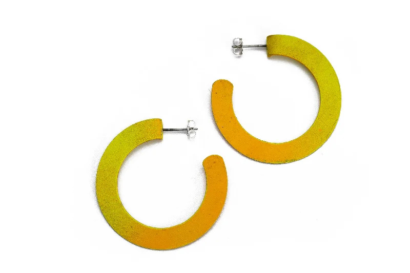 chic silver earrings for women’s street fashion -Yellow Circle Hoops