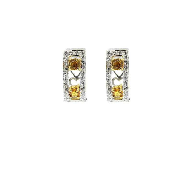 chic silver bangles for women’s evening looks -Citrine & Diamond + 18k Gold Earrings