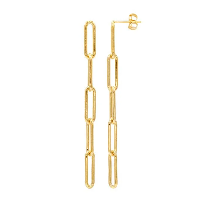 sterling silver rings for everyday wear -Paperclip 5 Links Gold-Filled Earrings