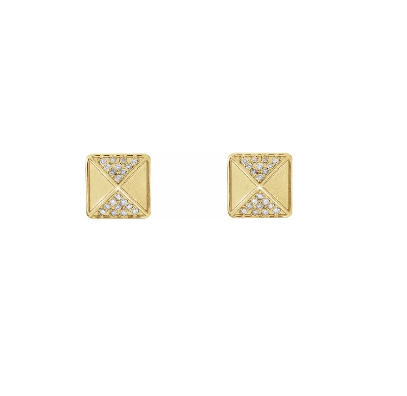 delicate silver earrings for women’s minimalist style -14K Gold Diamond Accented Pyramid Spike Earrings