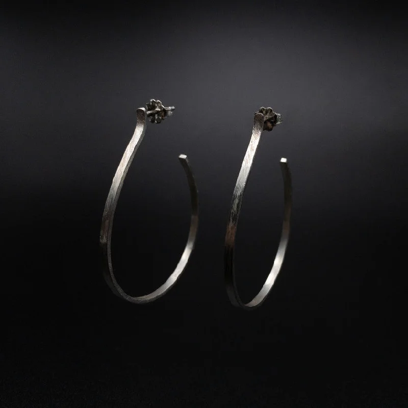 trendy hoop earrings for women’s street style -Large Sterling Silver Hoops 2 mm x 1 mm