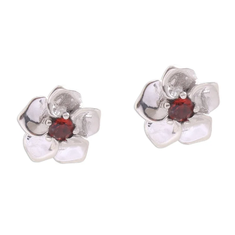 sterling silver rings for everyday wear -NOVICA Jepun Soul, Garnet stud earrings - 0.4*0.4