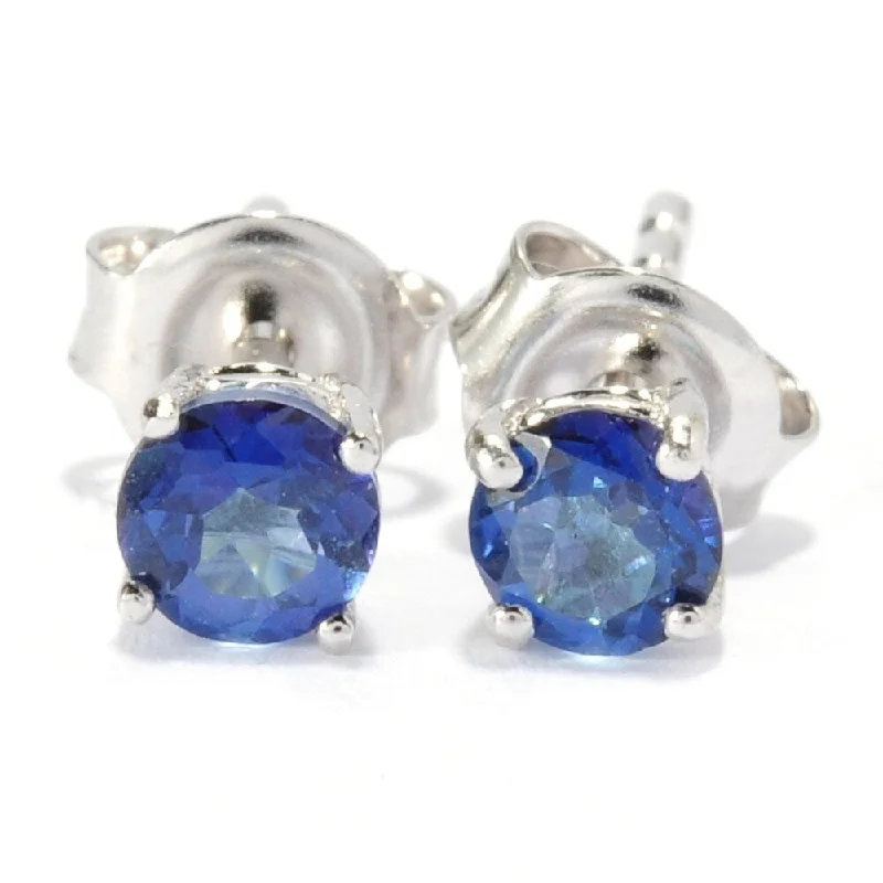 elegant pearl earrings for women’s weddings -Sterling Silver 0.65Ctw Blue Topaz Stud Earrings