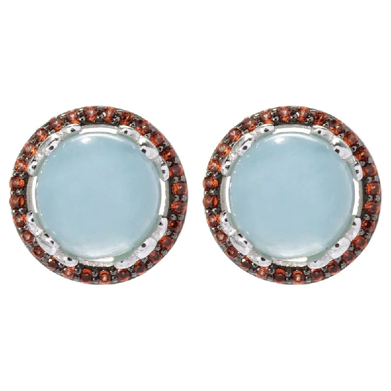 women’s luxury watches for elegant occasions -Sterling Silver Aquamarine and Garnet Halo Stud Earrings