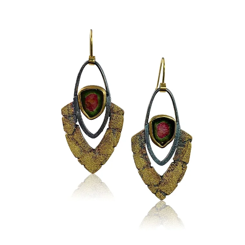 women’s pearl earrings for formal occasions -Watermelon Tourmaline Terra Drops