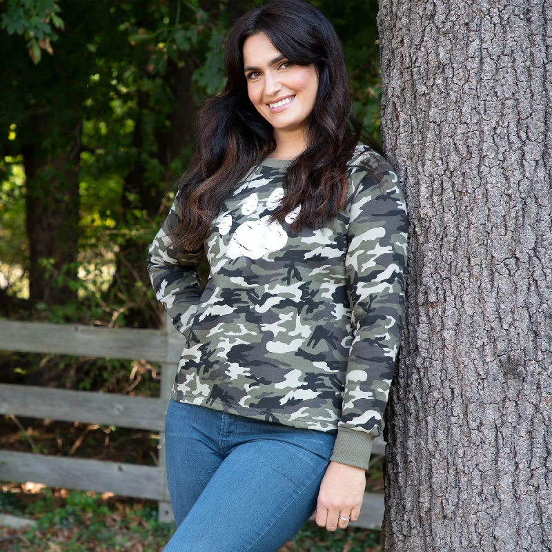 elegant dresses for women’s special celebrations -Distressed Paw Camouflage Sweatshirt