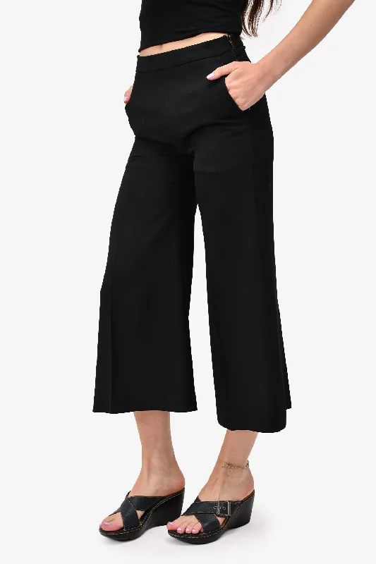 cozy women’s coats for cold winter days -Acne Black High Waisted Wide Leg Cropped Pants Size 36