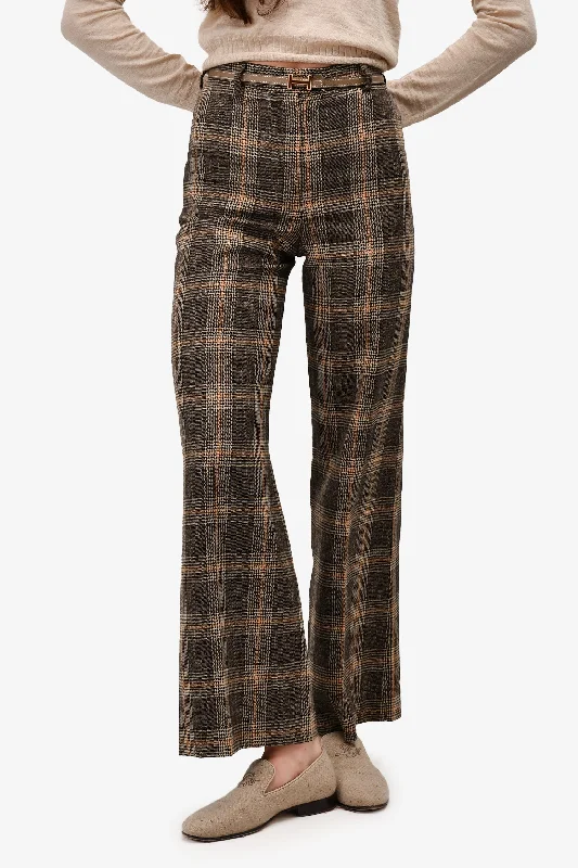 women’s cozy loungewear for weekend relaxation -Acne Studios Brown Plaid Wool Trousers Size 34