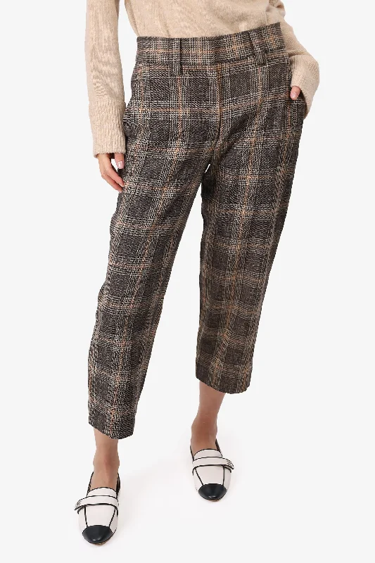 casual tops for women’s summer style -Acne Studios Brown Wool Plaid Pants Size 34