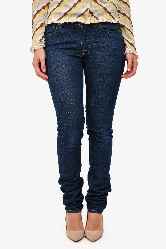 fashionable women’s coats for stylish looks -Acne Studios Dark Blue Denim Skinny Jeans Size 29