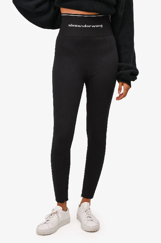 women’s chic blouses for office wear -Alexander Wang Black Logo Waist Band Leggings Size 0