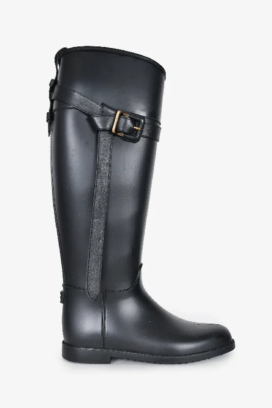 stylish shoes for women’s fashion-forward looks -Burberry Black Trim Rubber Rain Boots Size 37