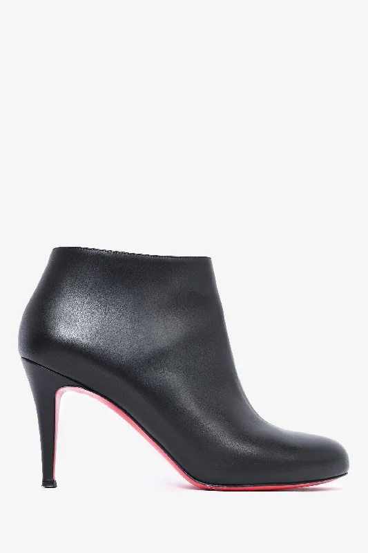 women’s elegant heels for weddings -Christian Louboutin Black Leather Belle 85 Heeled Ankle Boots Size 39