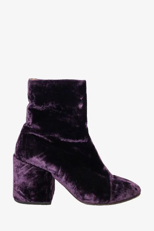 women’s fashionable loafers for casual days -Dries Van Noten Purple Velvet Donna Boots Size 37