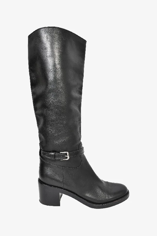 comfortable running shoes for women’s fitness -Gianvito Rossi Black Calf Length Riding Boot Size 41