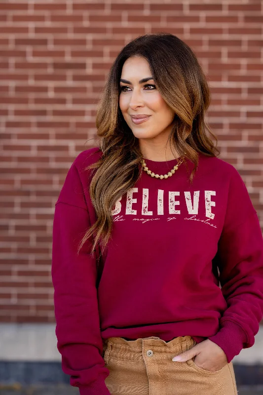 chic blazers for women’s office wardrobe -Believe In The Magic Of Christmas Graphic Crewneck