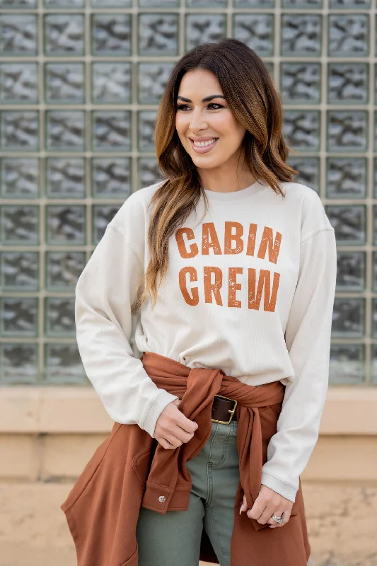 women’s trendy shirts for work or play -Cabin Crew Ribbed Graphic Crewneck