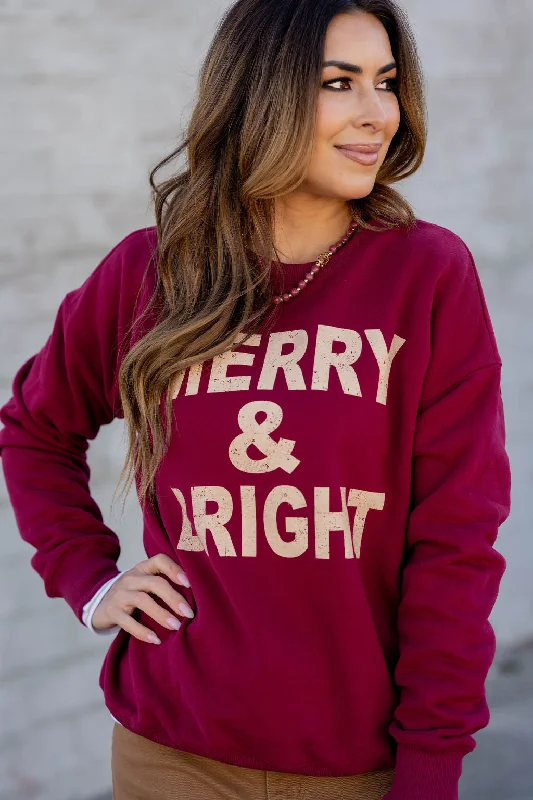 cozy women’s cardigans for winter fashion -Merry & Bright Festive Graphic Crewneck