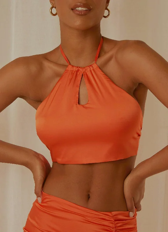 women’s stylish dresses for autumn outings -Summer Evenings Halter Top - Orange