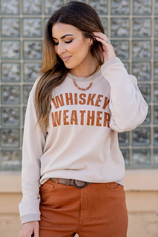 chic women’s outerwear for fall fashion -Whiskey Weather Ribbed Graphic Crewneck