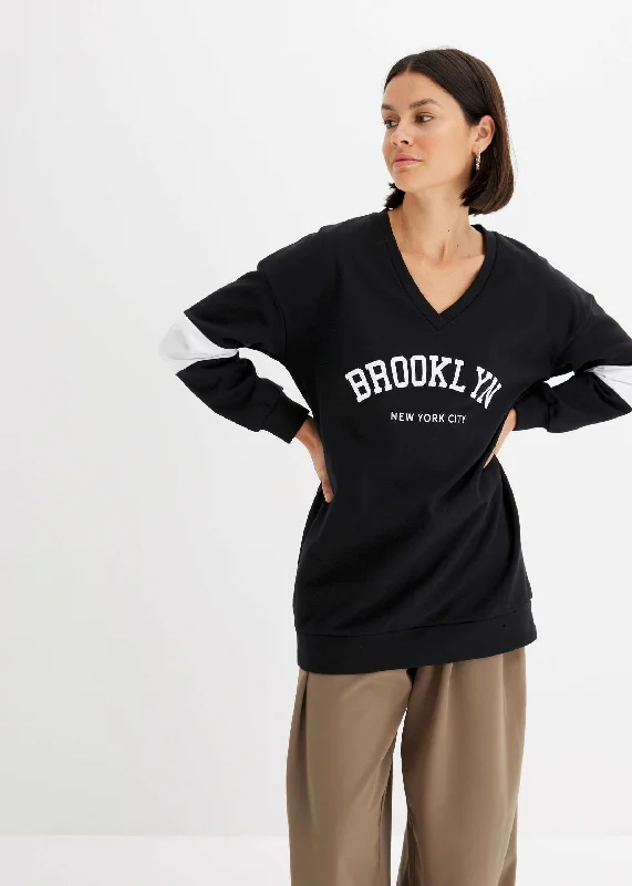 trendy pants for women’s weekend look -Brooklyn Pullover - Off White & Black