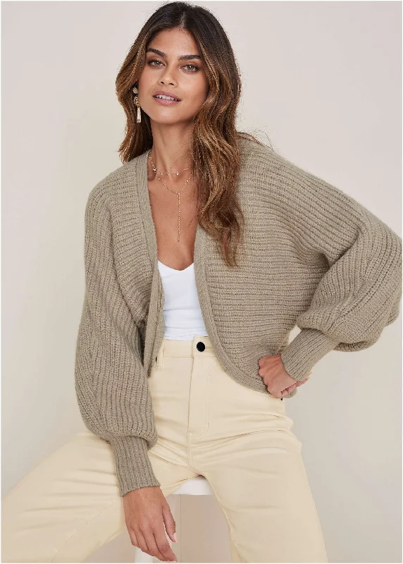 women’s classic blouses for everyday wear -Shrug Cardigan - Oxford Tan