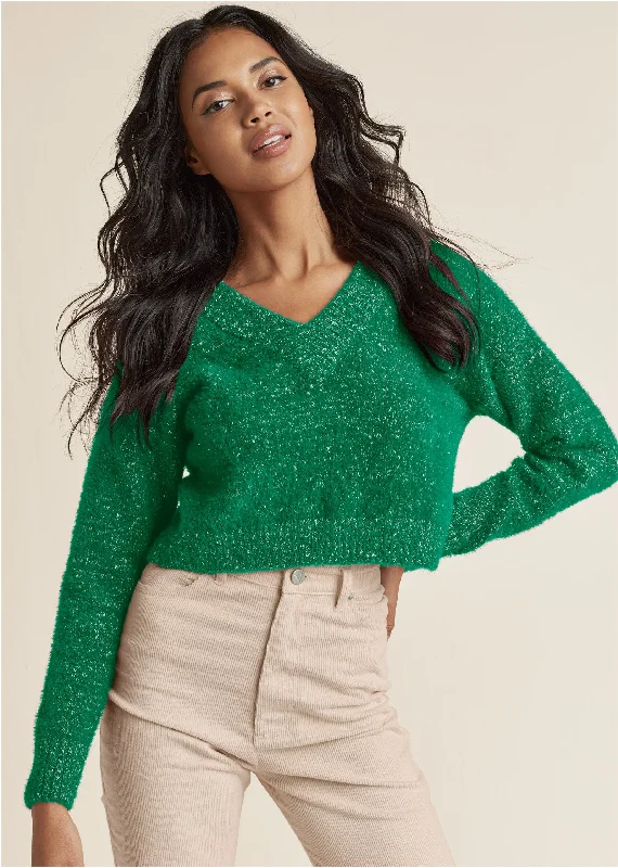 versatile dresses for women’s travel style -V-Neck Sweater - Emerald