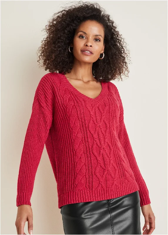 stylish women’s dresses for spring parties -Cable Knit Sweater - Barberry